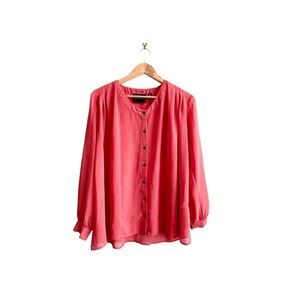 MINKPINK Blouse Semi-Sheer Pink Button Up Shirt Long Sleeved Top Women's M